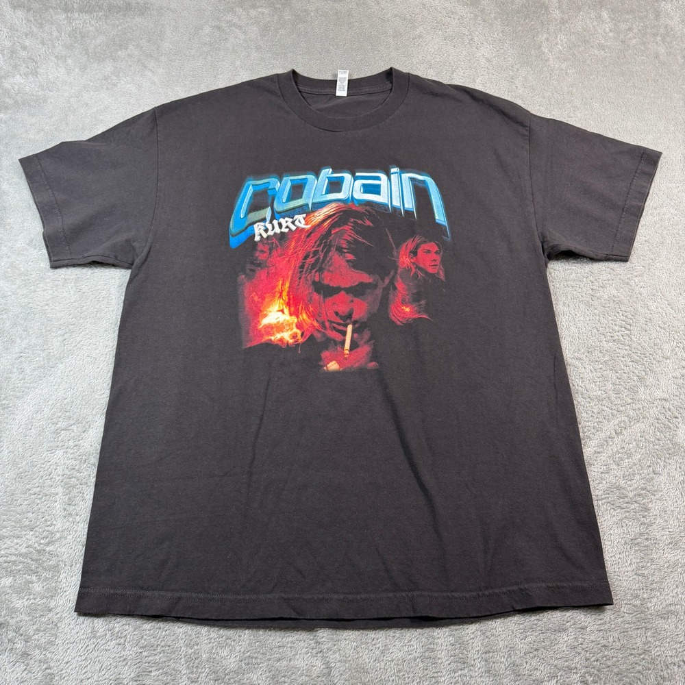 Kurt Cobain Crewneck T Shirt Mens XL Black Come As You Are Band Tee